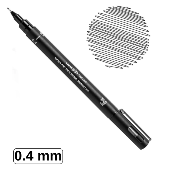 Liner UNI-BALL PIN 200S, pe baza de apa, Negru, ALEGE GROSIMEA: 0.4 mm - Papet