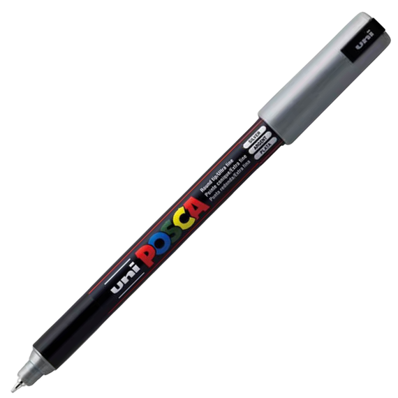 Marker Uni PC-1MR POSCA 0.7 mm varf fin metalic, Argintiu - Papet