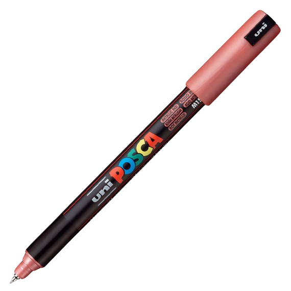Marker Uni PC-1MR POSCA 0.7 mm varf fin metalic, Rosu metalizat - Papet