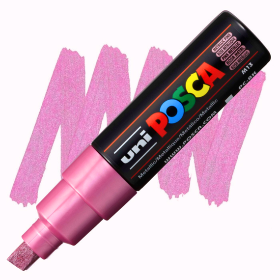 Marker Uni PC-8K POSCA 8.0 mm, Roz metalizat - Papet