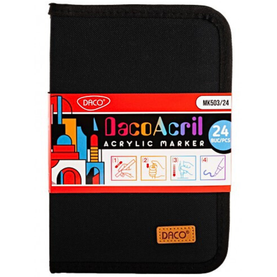Marker cu vopsea acrilica, mapa DACO, 24 culori/set - 2Papet