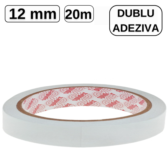 Banda dublu adeziva, 12 mm x 20 m, SPIDER - Papet