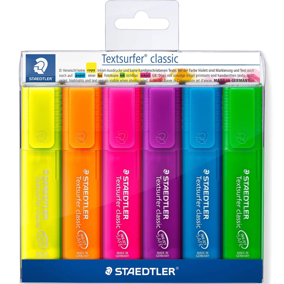 Textmarker STAEDTLER Classic Neon, 6 buc/set - Papet