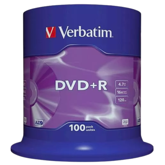 DVD+R 16X, 4.7 GB VERBATIM, 100 buc/set - Papet