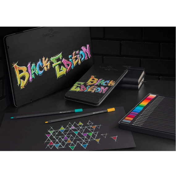 Creioane colorate FABER-CASTELL Black Edition,  24 culori/set - 3Papet