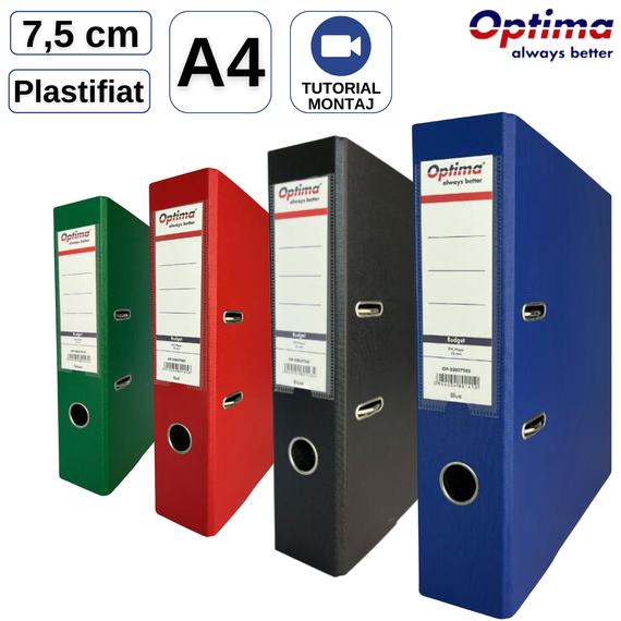 Biblioraft plastifiat 7.5 cm, OPTIMA Budget, ALEGE CULOAREA: Albastru - Papet