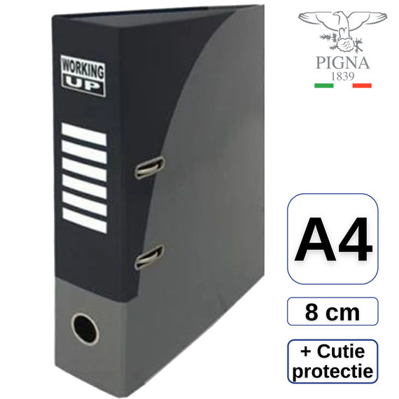 Biblioraft A4, 8 cm, in cutie, PIGNA Working Up, ALEGE CULOAREA: Negru - Papet