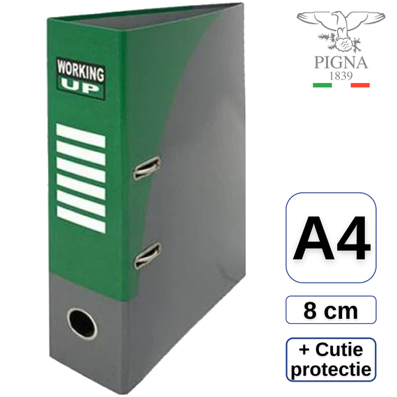 Biblioraft A4, 8 cm, in cutie, PIGNA Working Up, ALEGE CULOAREA: Verde - Papet