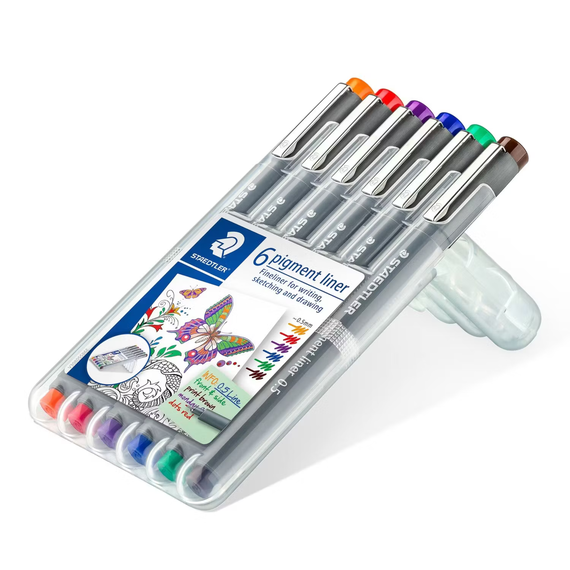 Pigment Liner 0.5 mm STAEDTLER, 6 culori/set - 2Papet