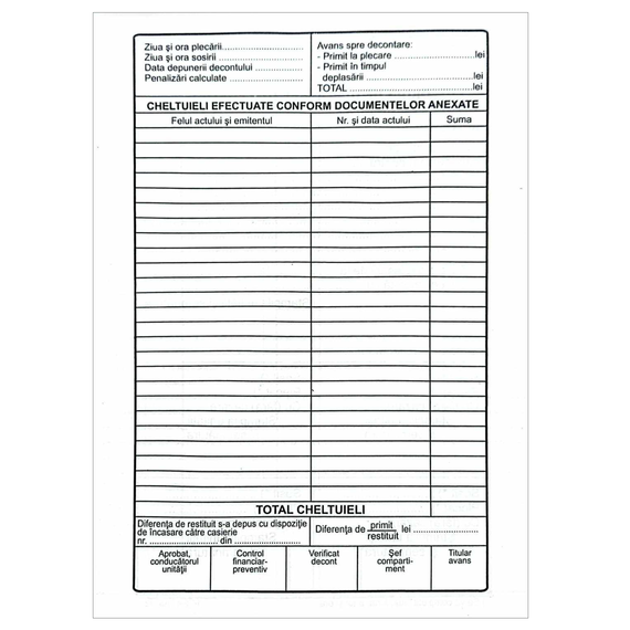 Ordin de deplasare vertical, A5, 100 file/set - 2Papet