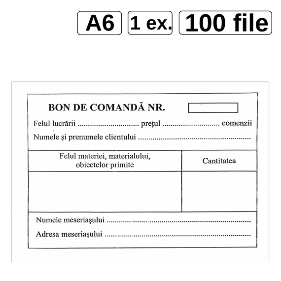 Bon comanda, A6, 100 file/set - Papet
