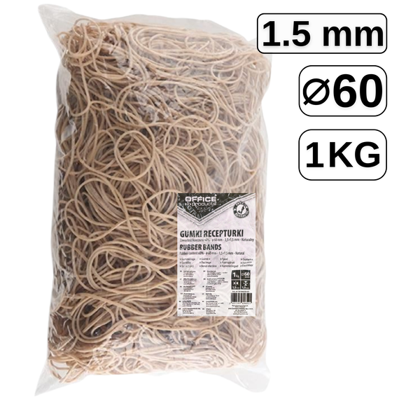 Elastice pentru bani, D 60 mm x 1.5 mm, 1 Kg, OFFICE PRODUCT - Papet