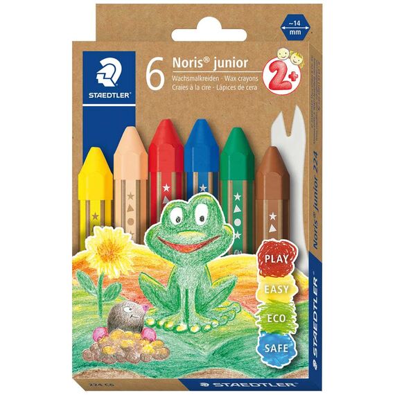 Creioane colorate cerate STAEDTLER Noris Junior, 6 culori/set - Papet