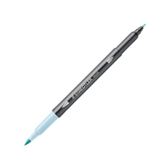 Carioci cu 2 capete STAEDTLER Acuarela Duo Tip, varf pensula si liner, ALEGE CULOAREA: Pastel blue - Papet