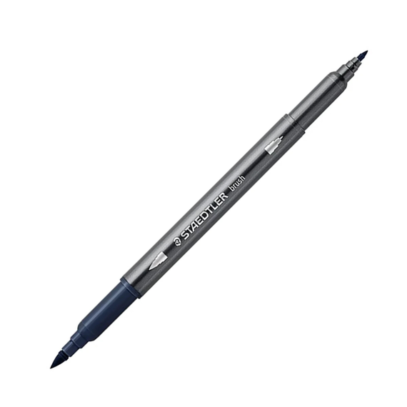 Carioci cu 2 capete STAEDTLER Acuarela Duo Tip, varf pensula si liner, ALEGE CULOAREA: Indigo blue - Papet
