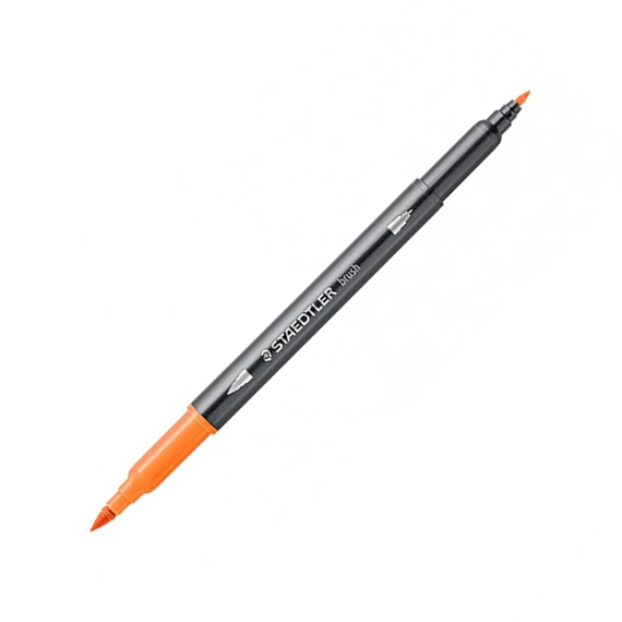 Carioci cu 2 capete STAEDTLER Acuarela Duo Tip, varf pensula si liner, ALEGE CULOAREA: Light orange - Papet