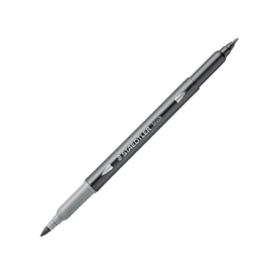 Carioci cu 2 capete STAEDTLER Acuarela Duo Tip, varf pensula si liner, ALEGE CULOAREA: Light grey - Papet