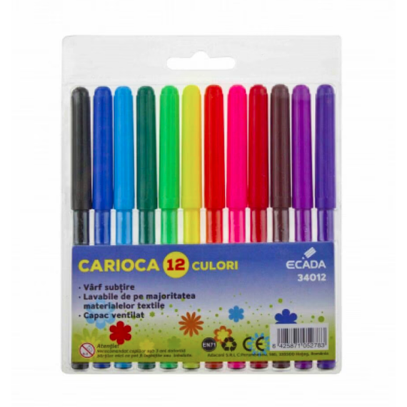 Carioci ECADA, 12 culori/set - Papet
