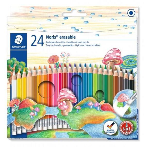 Creioane colorate cu guma STAEDTLER Noris, 24 culori/set - Papet