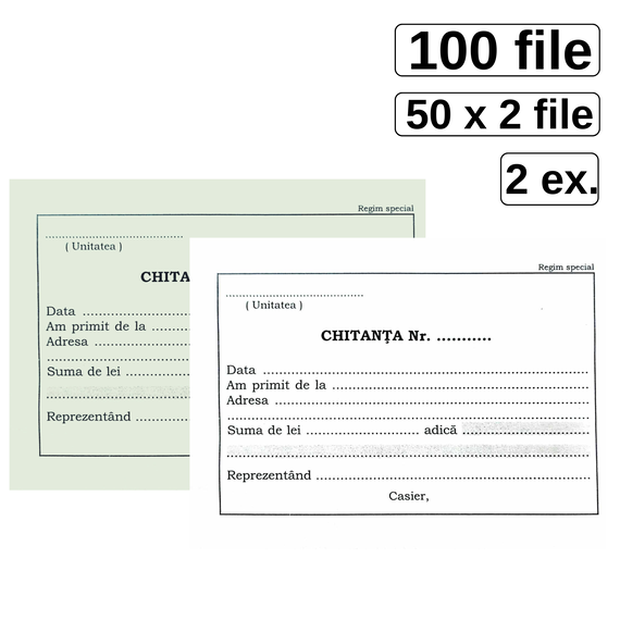 Chitantier A6 in 2 exemplare, 50 set/carnet - Papet