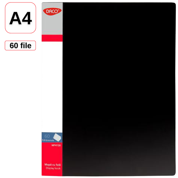 Mapa de prezentare A4 cu 60 folii, DACO, ALEGE CULOAREA: Negru - 2Papet