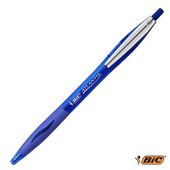 Pix cu mecanism 1.0mm, BIC Atlantis Clic Metal, scriere albastra - Papet