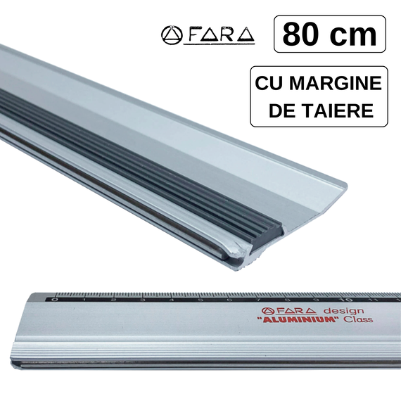 Rigla din aluminiu cu margine de taiere, 80 cm FARA Class AA/6 - Papet