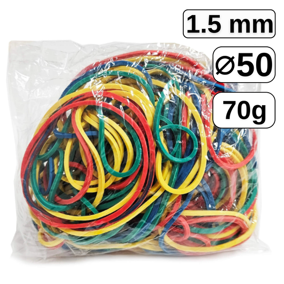 Elastice pentru bani, D 50 mm x 1,5 mm, 70 g - Papet