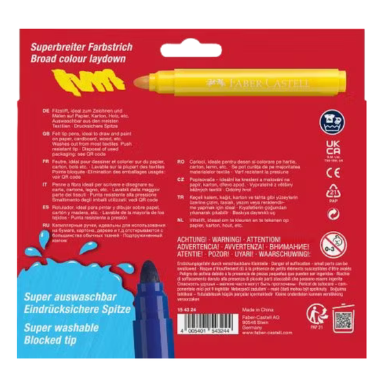 Carioci FABER-CASTELL Jumbo Superwashable, 24 culori/set - 3Papet