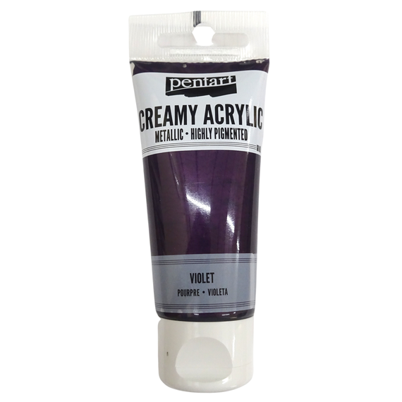 Culoare acrilica creamy metallic, 60 ml, PENTART, ALEGE CULOAREA: Violet - Papet