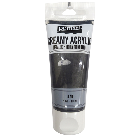 Culoare acrilica creamy metallic, 60 ml, PENTART, ALEGE CULOAREA: Lead - 2Papet