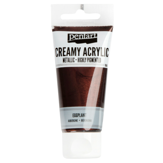 Culoare acrilica creamy metallic, 60 ml, PENTART, ALEGE CULOAREA: Eggplant - Papet