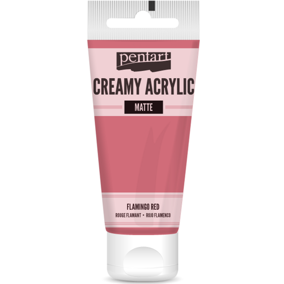 Culoare acrilica creamy matte, 60 ml, PENTART, ALEGE CULOAREA: Flamingo Red - 2Papet
