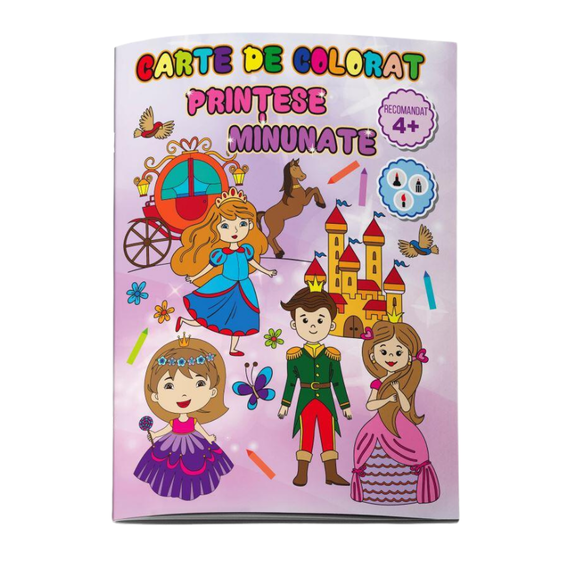 Carti de colorat educative 4+, diverse teme, Model: Printese minunate - Papet