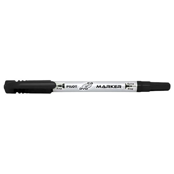 Marker permanent cu 2 capete CD/DVD, 0.7 mm, PILOT Twin, ALEGE CULOAREA: Negru - Papet