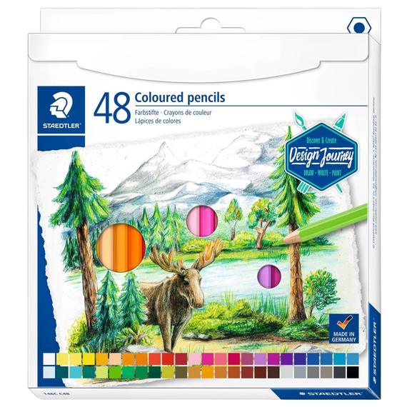 Creioane colorate STAEDTLER hexagonale, 48 culori/set - Papet
