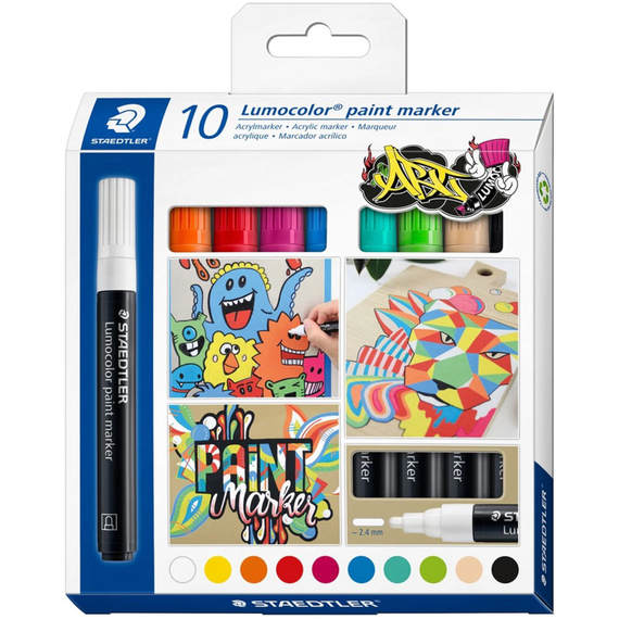 Marker cu vopsea acrilica STAEDTLER Lumocolor Paint, 10 buc/set - Papet
