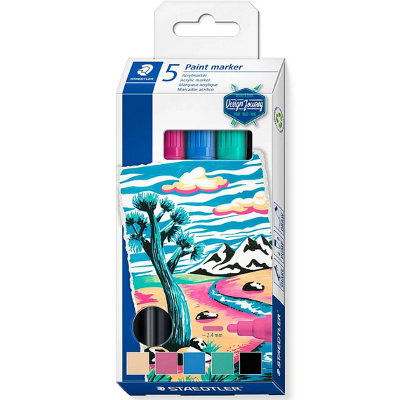 Marker cu vopsea acrilica STAEDTLER Lumocolor Paint, 5 buc/set - Papet