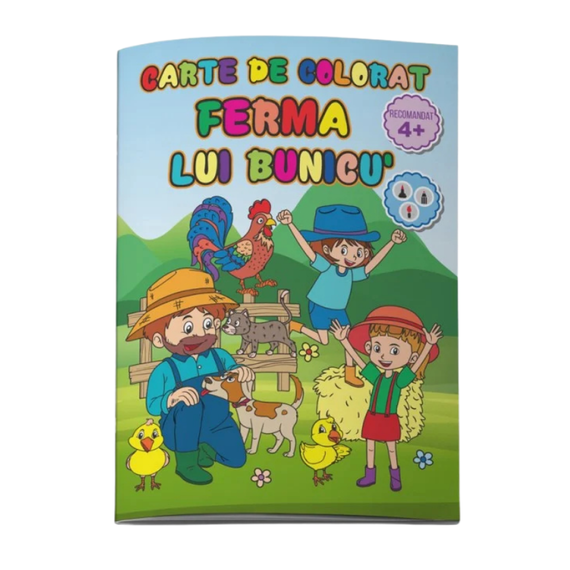 Carti de colorat educative 4+, diverse teme, Model: Ferma lui bunicu - 2Papet