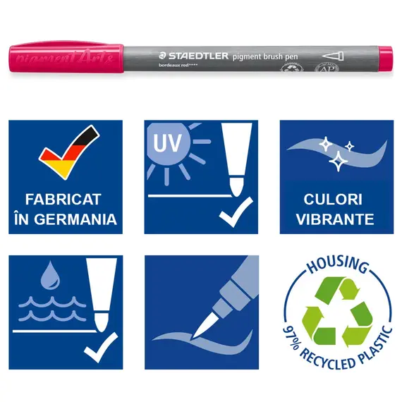 Marker cu varf pensula STAEDTLER Pigment Arts Pen, 36 buc/set - 4Papet
