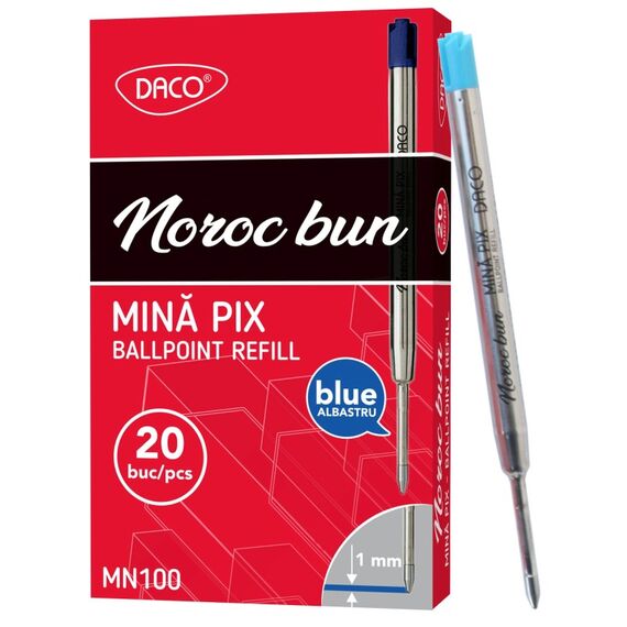 Rezerva pix metalica tip Parker, DACO, albastru - 2Papet