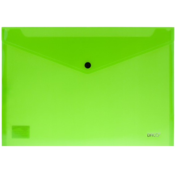 Mapa plastic A4, cu capsa si clapeta in V, DACO, ALEGE CULOAREA: Verde Neon - 2Papet