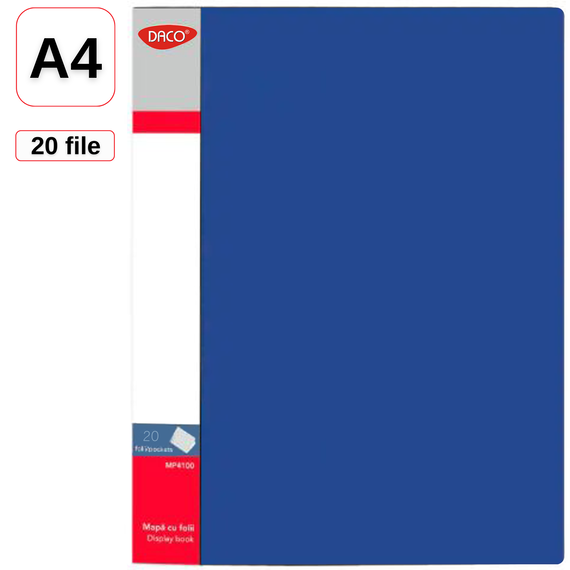 Mapa de prezentare A4 cu 20 folii, DACO, ALEGE CULOAREA: Albastru - 2Papet
