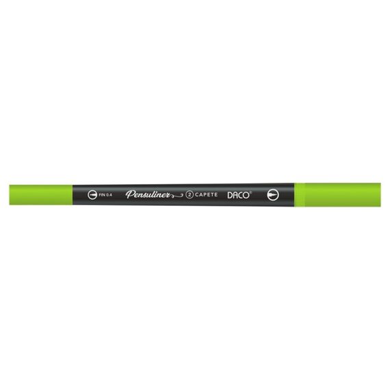 Carioci cu 2 capete DACO Pensuliner, varf pensula si liner, ALEGE CULOAREA: Verde Neon - Papet