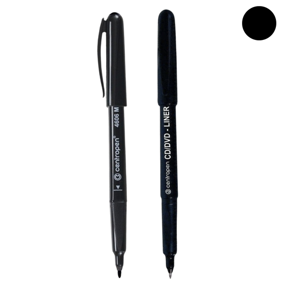Marker permanent CD/DVD Negru, CENTROPEN, ALEGE GROSIMEA: 1.0 mm - Papet