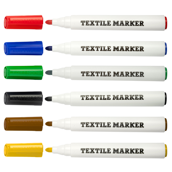 Marker pentru textile, KOH-I-NOOR, 6 culori/set - 2Papet