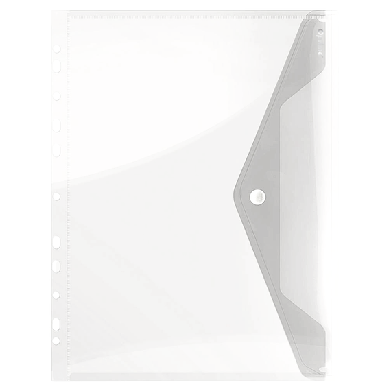 Mapa plastic A4, cu capsa, perforatii si clapeta V, OPTIMA, 4 buc/set, ALEGE CULOAREA: Alb translucid - Papet