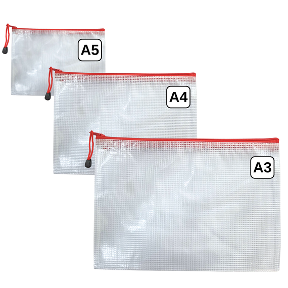 Mapa plastic tip mesh cu fermoar, OPTIMA, ALEGE DIMENSIUNEA: A3 - Papet
