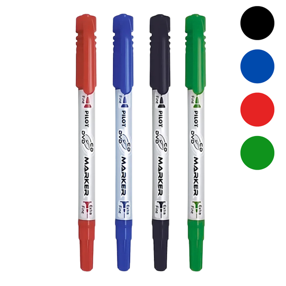 Marker permanent cu 2 capete CD/DVD, 0.7 mm, PILOT Twin, ALEGE CULOAREA: Albastru - Papet