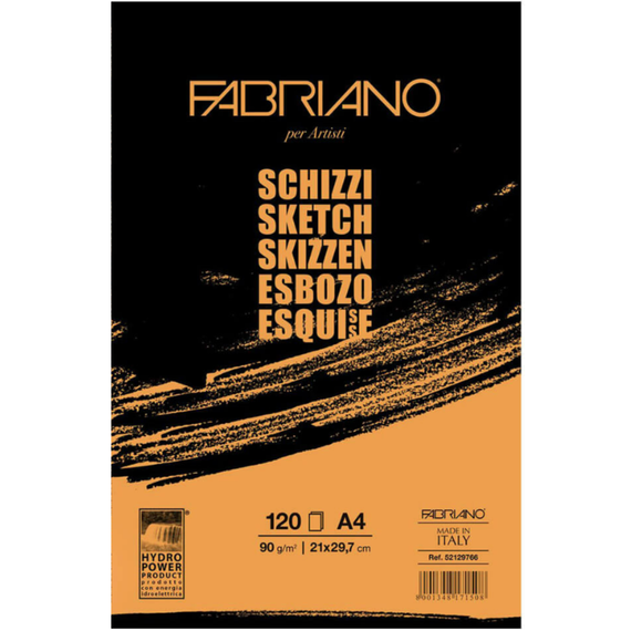 Bloc de desen si schite A4, 90g/mp, 120 file, FABRIANO Schizzi - Papet